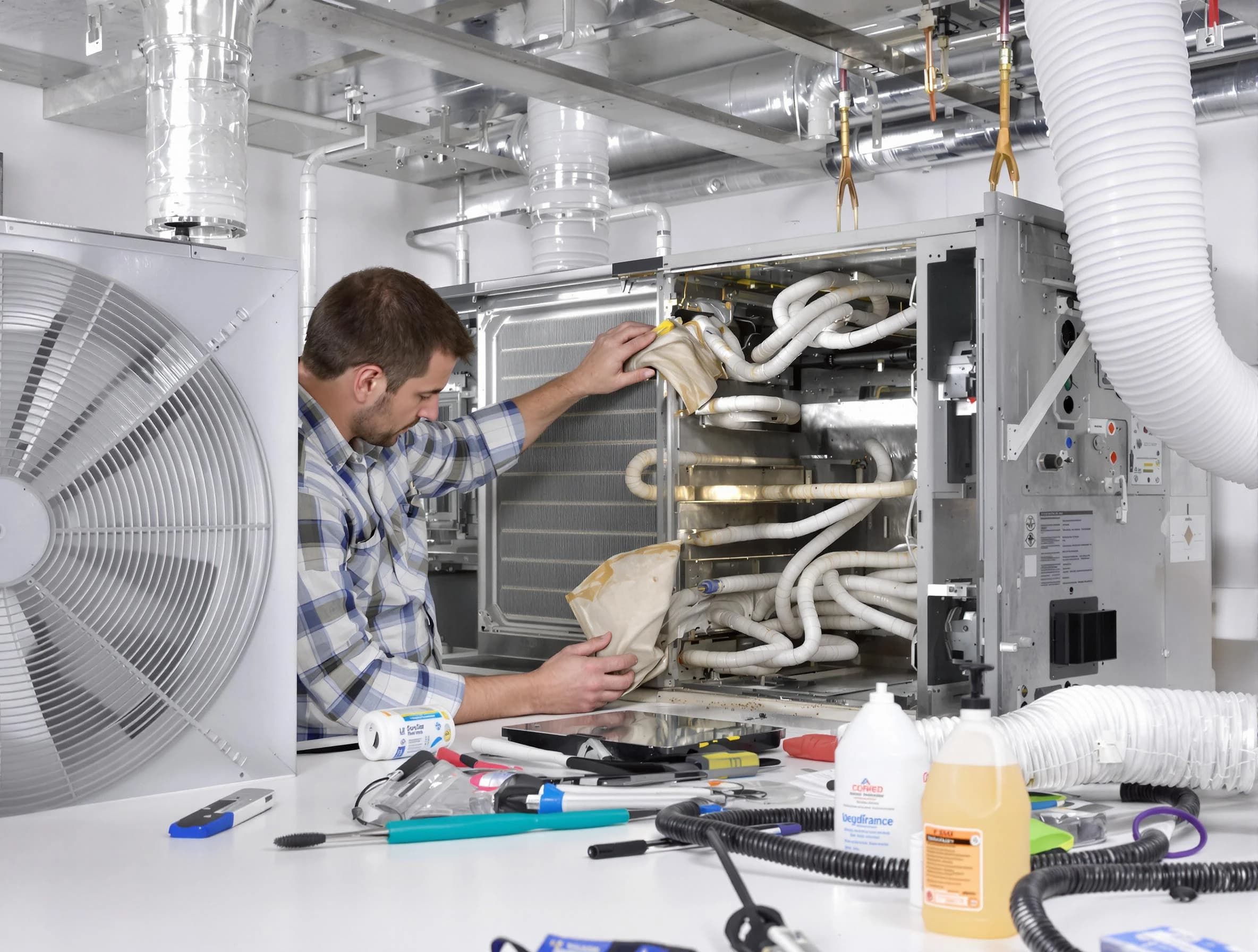 Richmond Air Duct Cleaning specialist performing precision AC coil cleaning in Richmond