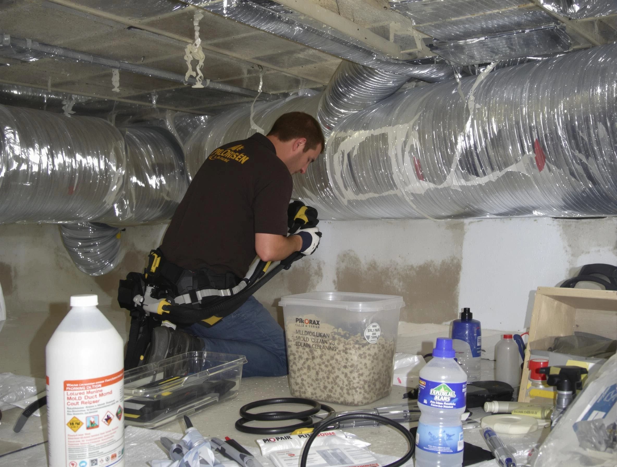 Richmond Air Duct Cleaning specialist performing professional mold removal from air ducts in Richmond