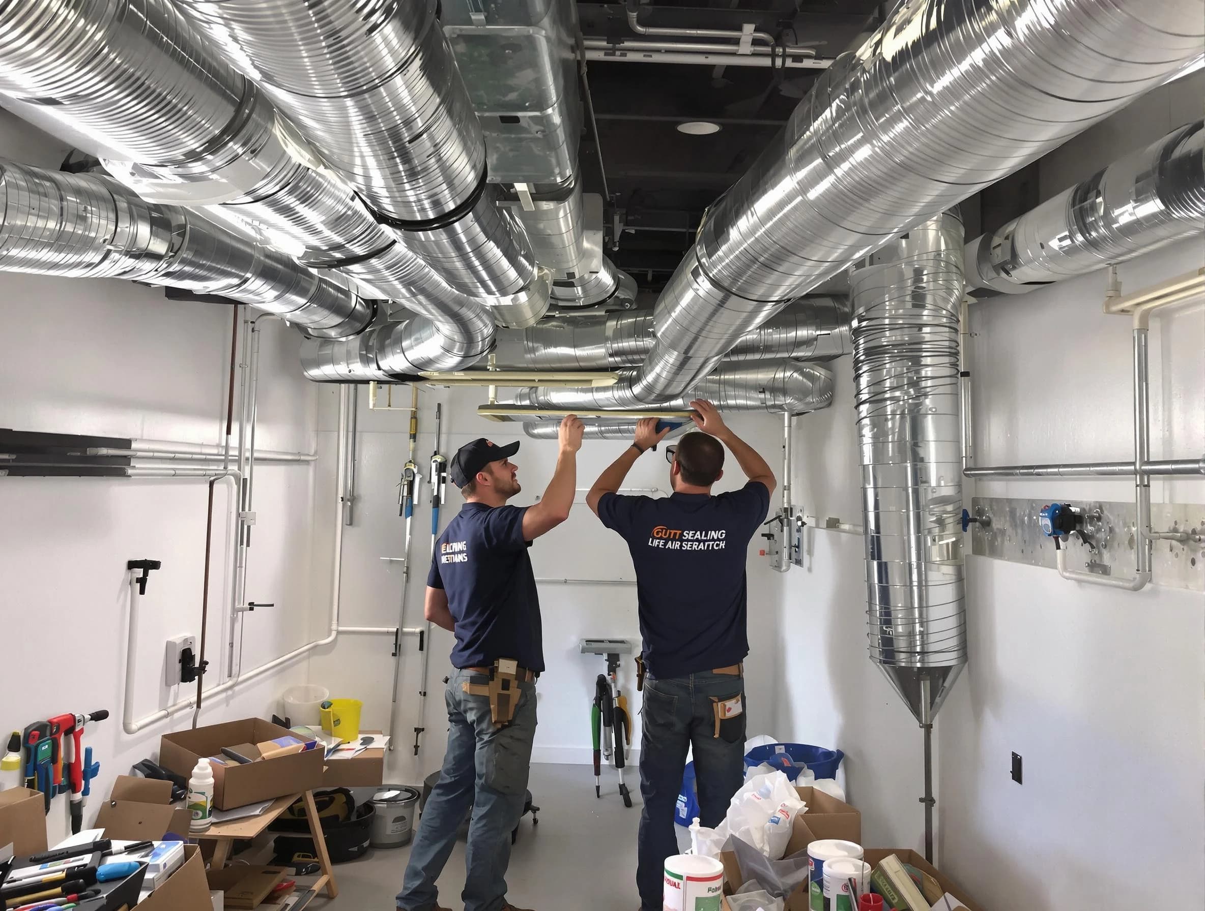 Richmond Air Duct Cleaning technician applying professional duct sealing solutions in Richmond