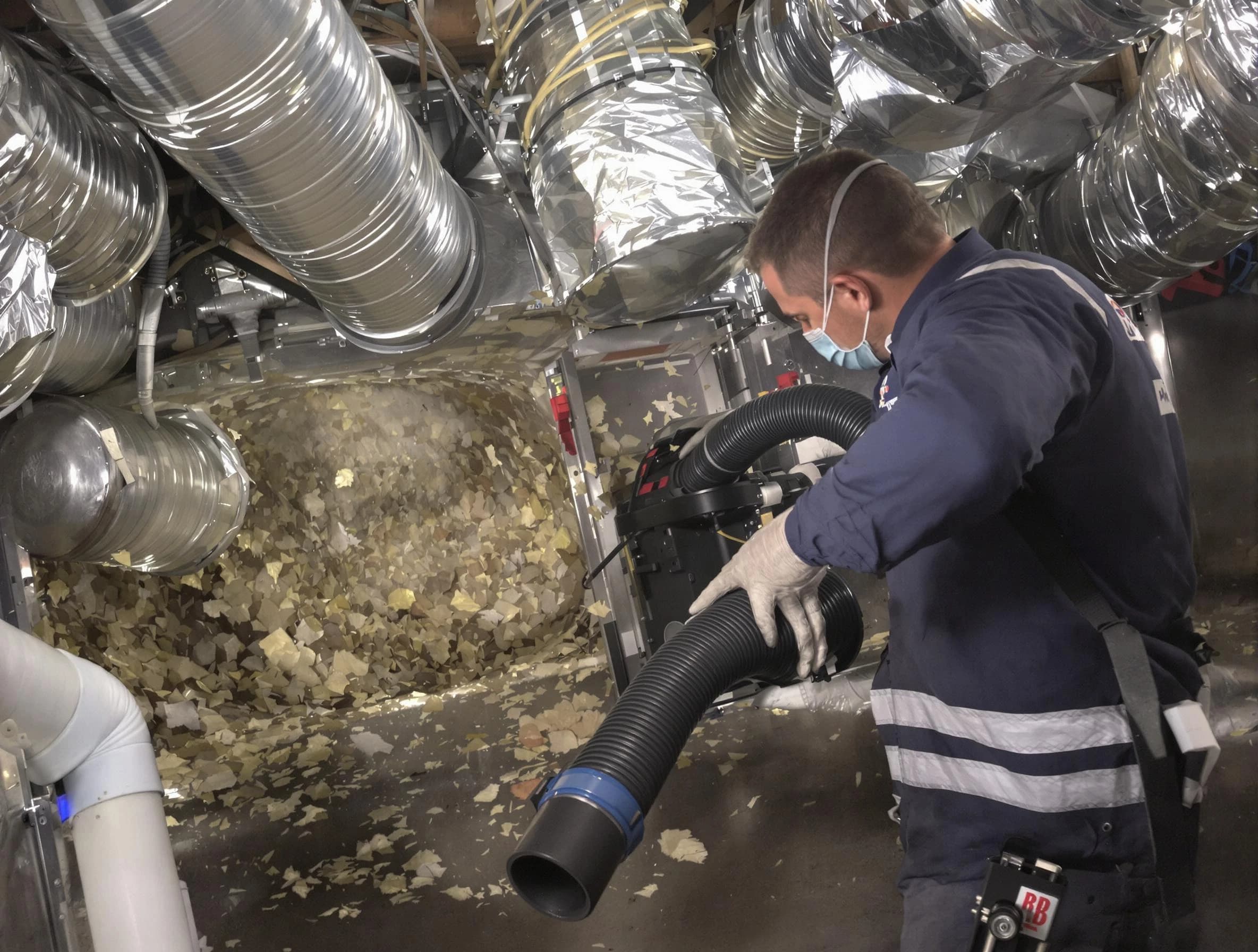Richmond Air Duct Cleaning specialist operating negative pressure cleaning equipment for thorough duct maintenance in Richmond