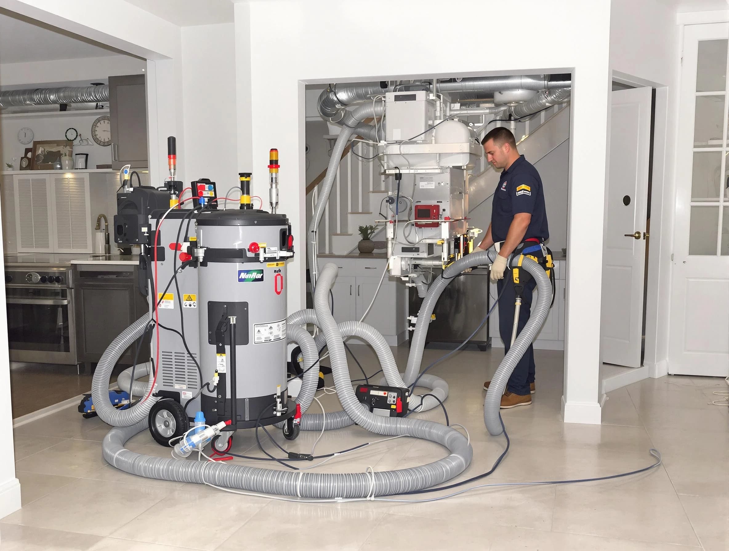 Richmond Air Duct Cleaning technician operating negative pressure cleaning equipment for thorough duct maintenance in Richmond