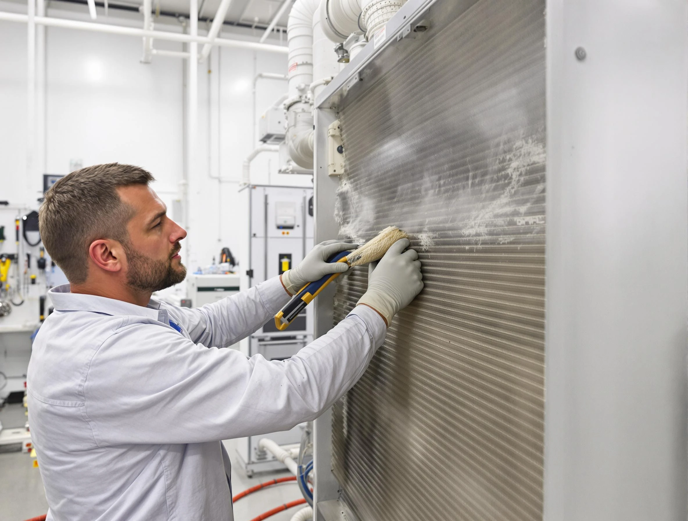 Richmond Air Duct Cleaning technician performing precision commercial coil cleaning at a Richmond business