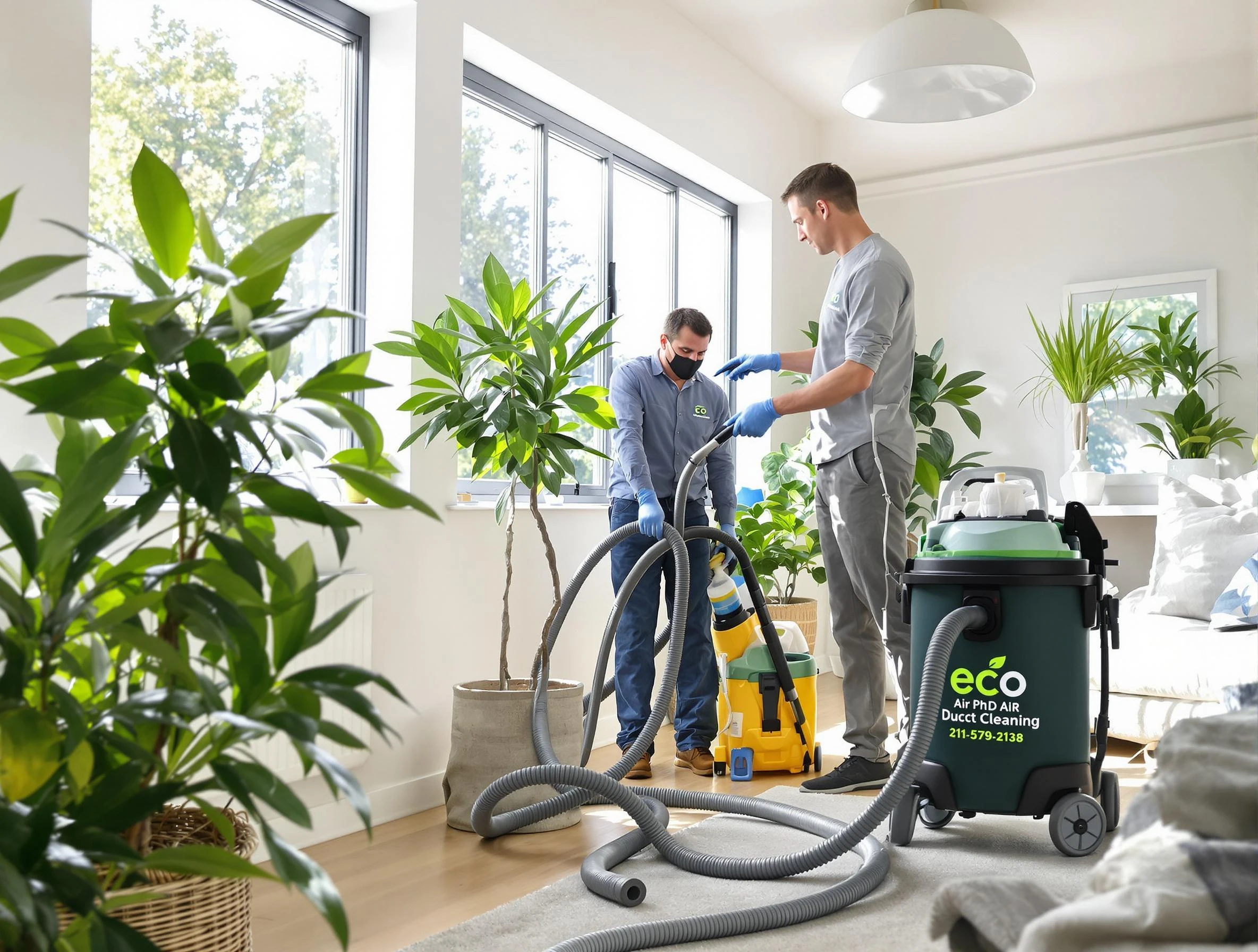 Richmond Air Duct Cleaning technician performing eco-friendly duct cleaning using sustainable methods in Richmond