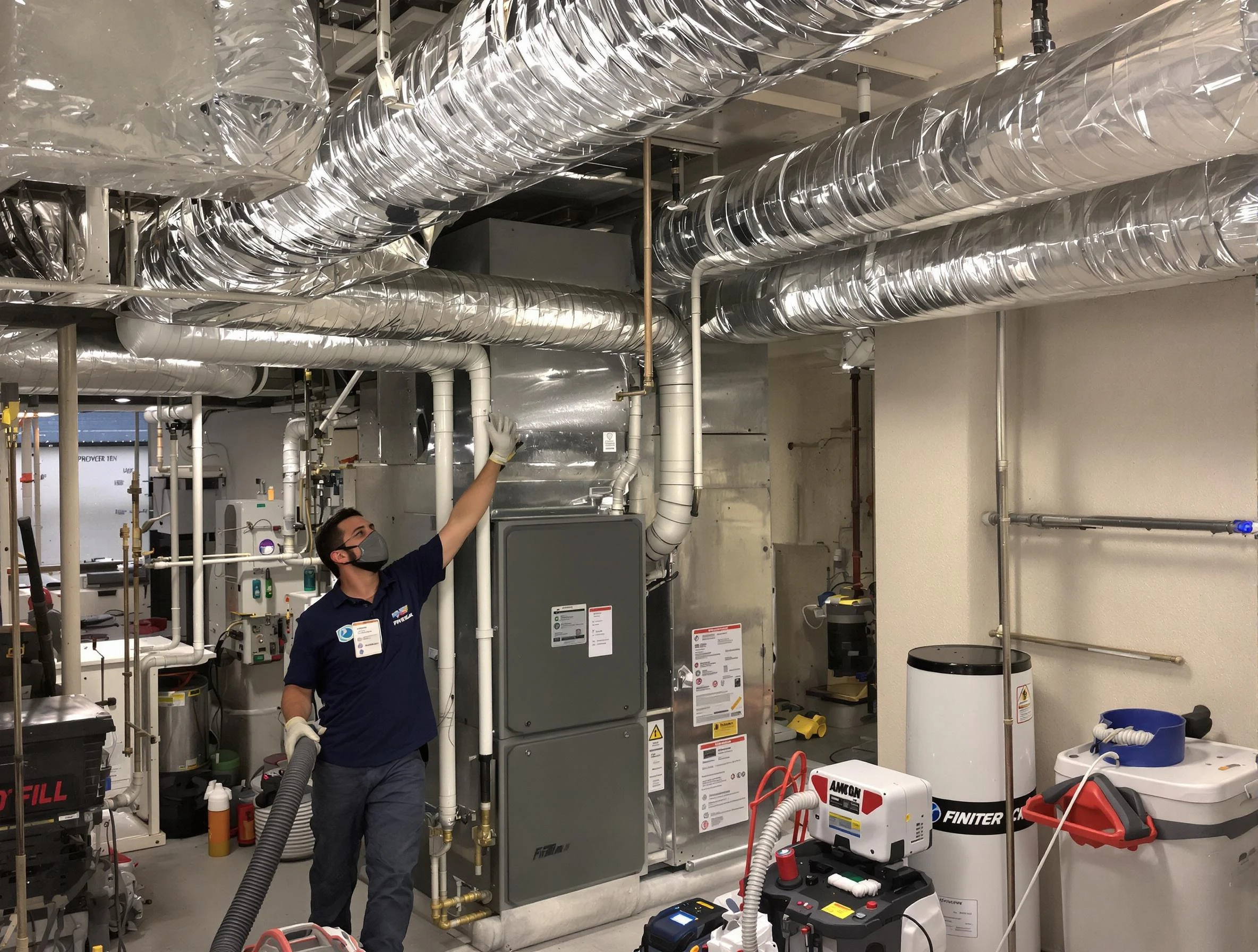 Richmond Air Duct Cleaning specialist performing thorough furnace duct cleaning in a Richmond residence