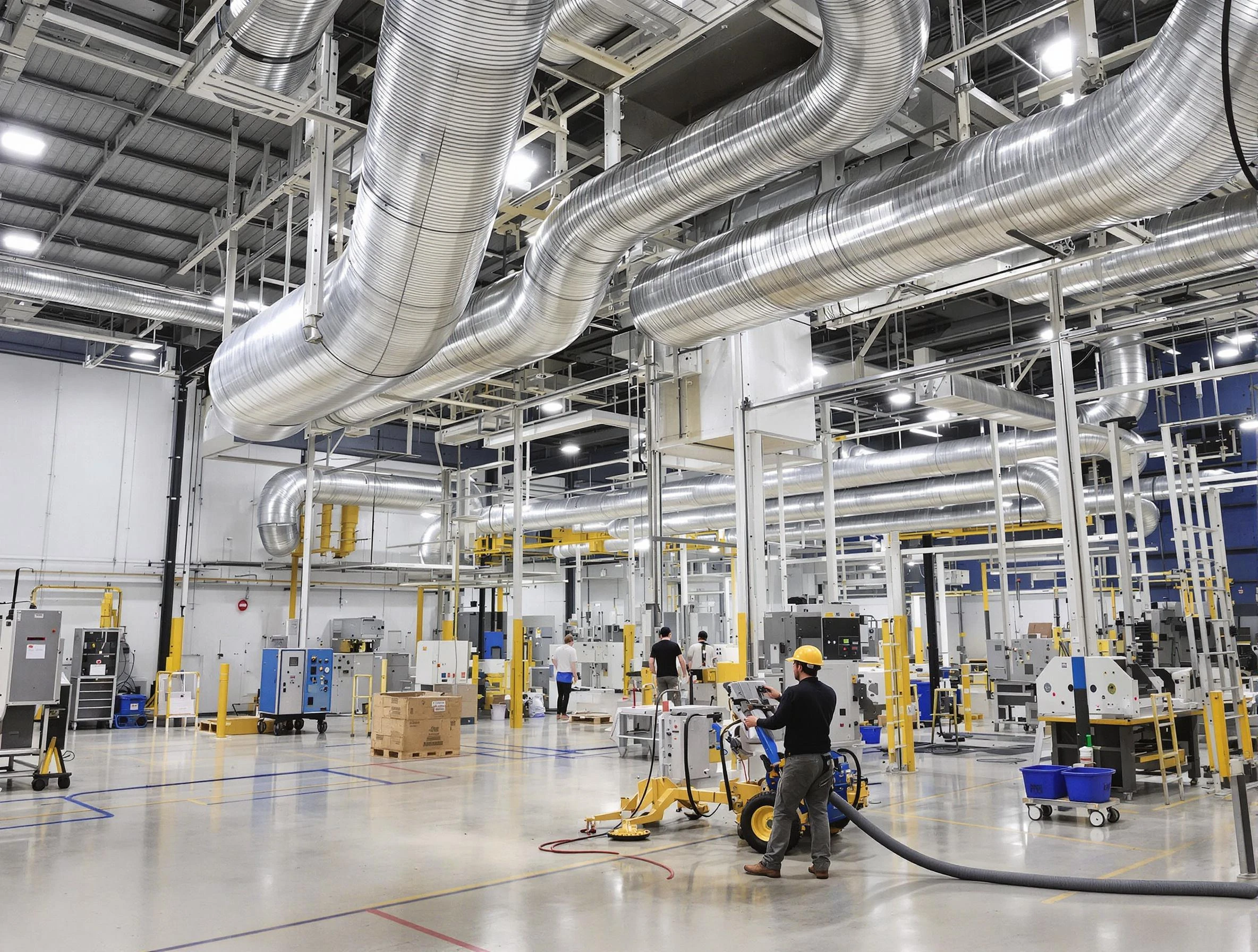 Richmond Air Duct Cleaning team performing comprehensive industrial duct cleaning at a large facility in Richmond